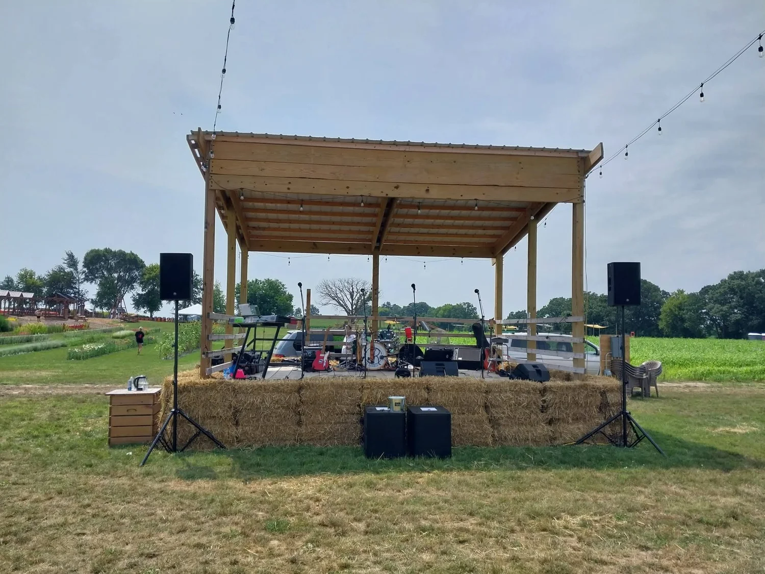 Covered outdoor stage with PA
